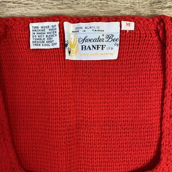 Red Apple Print Sweater Vest Size M Granny - Picture 4 of 7